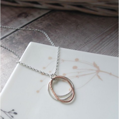 Handcrafted Scottish jewellery - Silver & rose gold open pebble drop pendant Handcrafted Scottish jewellery - Silver & rose gold open pebble drop pendant